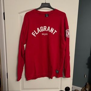 Size XL Red and White Crooks and Castles Long Sleeve “Flagrant” Tee